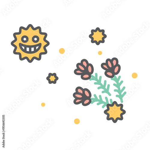 シンプル　イラスト　杉花粉の飛散のイメージ ベクターイラスト