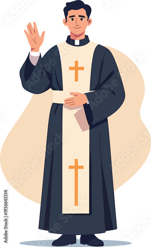 prete sacerdote parroco chierichetto mentre celebra la messa in chiesa o altra parte vettoriale