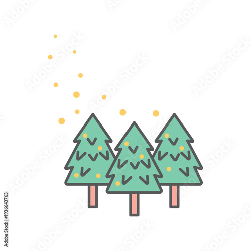 シンプル　イラスト　スギ花粉が飛散する杉の木のイメージ ベクターイラスト