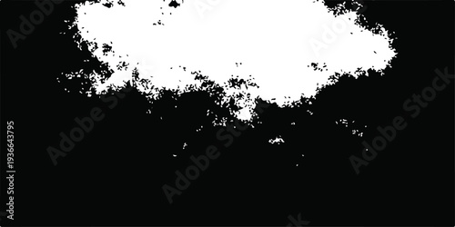 A grungy black ink splat texture featuring a decorative floral vector pattern and artistic paint spray stains on a dirty silhouette border frame illustration