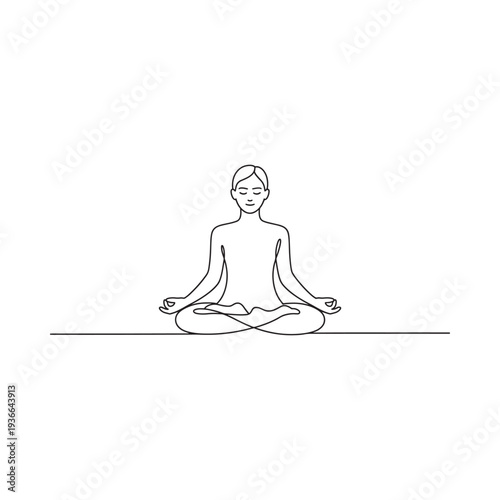Minimalist line drawing of a person meditating in the lotus position