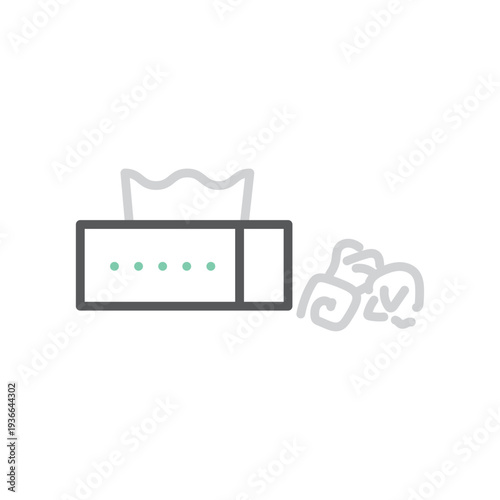 シンプル　イラスト　花粉症で鼻水をかむティッシュのイメージ ベクターイラスト