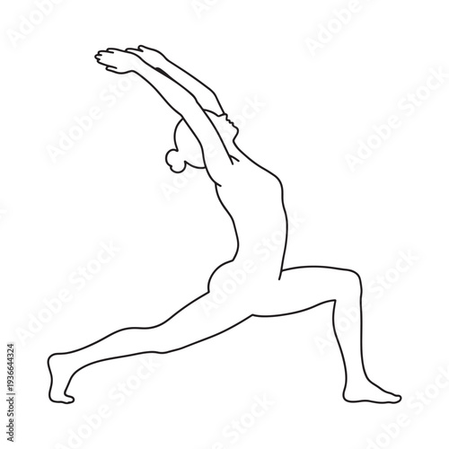 Silhouette of a person performing a dynamic yoga pose crescent lunge