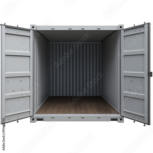 Empty shipping container with open doors concept