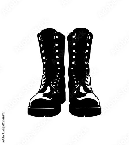 Vector illustration of black combat boots