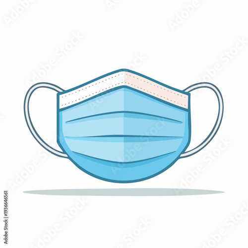 Medical face mask illustration, protecting against viruses and pollution, COVID-19 safety equipment.