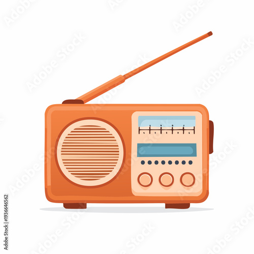 Retro orange radio illustration design