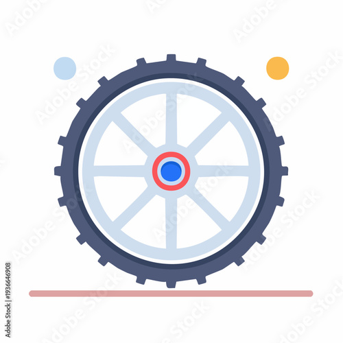 Gear wheel with a radial spoke design in a flat style on a plain background.