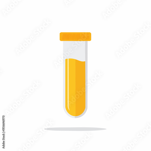 Medical test tube with yellow liquid, laboratory analysis vector illustration.