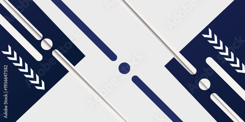 White and blue modern abstract wide banner with geometric shapes. Dark blue and white abstract background. modern vector illustration eps 10
