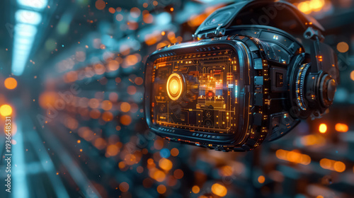 Future virtual reality technology for innovative VR warehouse management. Concept of smart technology for industrial revolution and automated logistic control