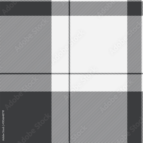 Cross plaid vector background, classical tartan fabric seamless. Service pattern check texture textile in white and grey colors.