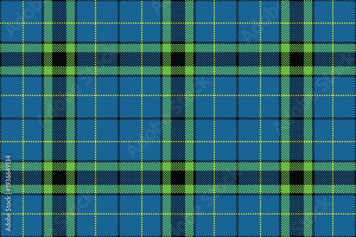 Industry check background fabric, argyle texture plaid pattern. Revival vector textile tartan seamless in cyan and black colors.