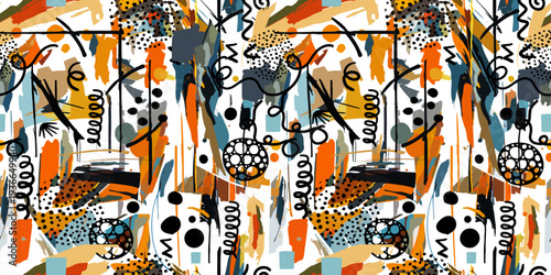 Seamless abstract cheerful graphic background paint strokes. Hand drawn. Not AI, minimalist backgrounds