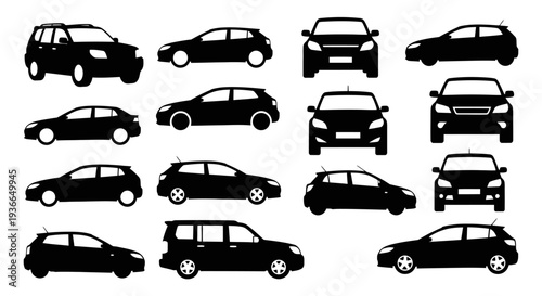 Silhouettes of various cars displayed in a grid arrangement