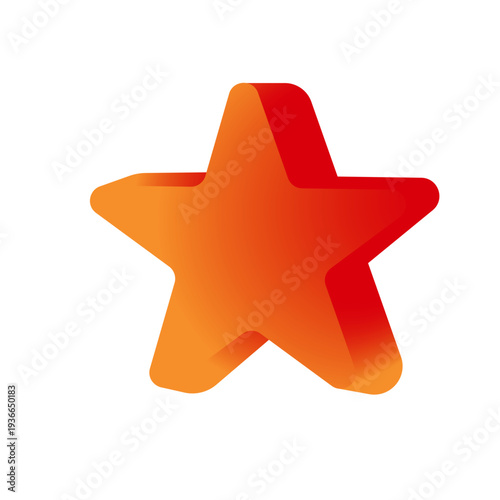 Red Polygonal Star Shape with Depth and Shadow Vector