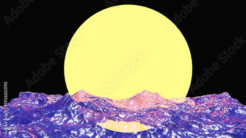 Sun rising above the stormy ocean.3d render illustration.tif