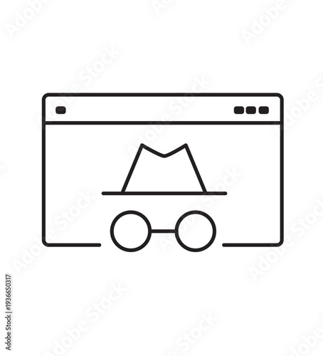Incognito Browsing: A minimalist illustration of an incognito browsing window, symbolizing privacy and security while navigating the web.