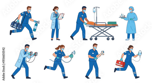 Healthcare professionals providing emergency medical care and support