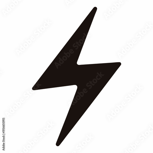 Dramatic dark lightning bolt on plain white background evoking energy and power
