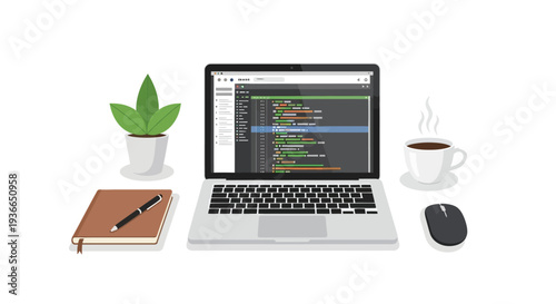 Coding workspace vector illustration