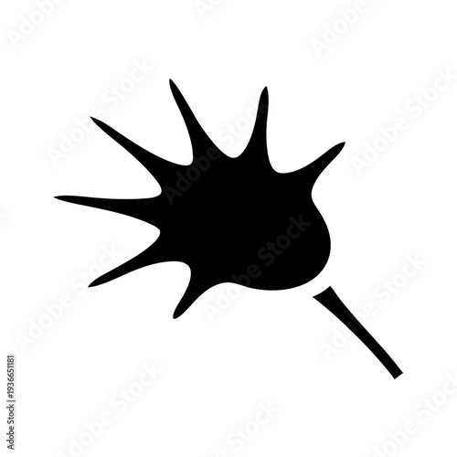 stylized black neuron or nerve cell illustration with a simple background