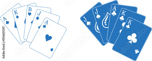 Playing cards in two colors