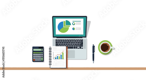 Office desk workspace vector illustration