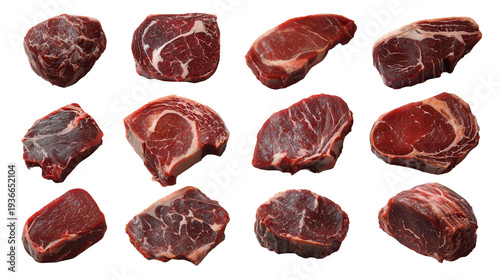 Fresh meat cuts set for butchery branding and food packaging