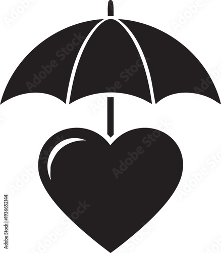Vector illustration of umbrella protecting heart