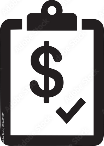 Vector clipboard icon with dollar sign and checkmark