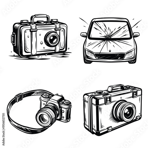 Photography Travel and Protection Gear Vintage Icons
