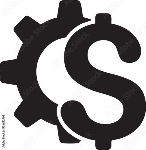 Vector gear and dollar sign icon
