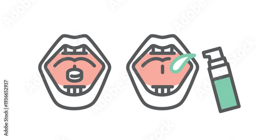 シンプル　イラスト　花粉症の舌下免疫療法のイメージ ベクターイラスト