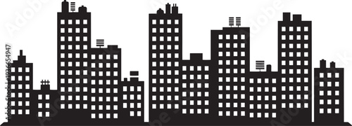 Modern city silhouette vector illustration cityscape background black building skyline architecture