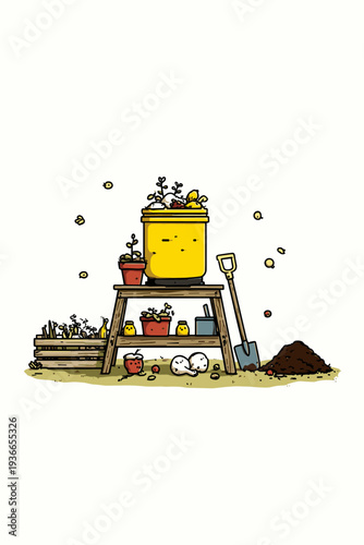 Gardener Rotating Compost Tumbler in Backyard