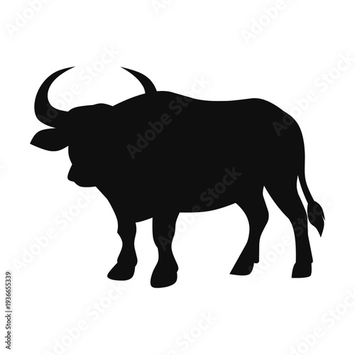 Silhouette of a cow with a white background