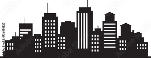 Urban city silhouette vector illustration cityscape background black building skyline architecture