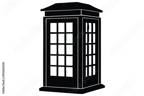 Telephone Booth, Classic Public Phone Kiosk Silhouette
