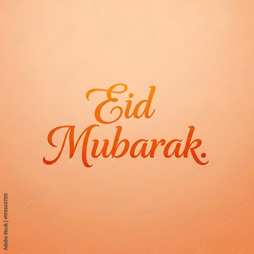 Fototapeta premium Orange eid mubarak text on gradient background