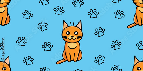 cat pattern background,Cat Outline Seamless,pet, cat, illustration, animal, pattern, vector, background, colors, doodle, emotion, feline, horizontal, no people, outline, paw, puppy, 45