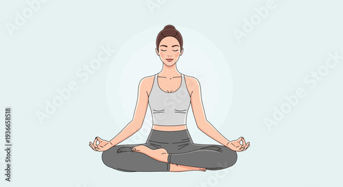 Woman Meditating in Lotus Pose, Peaceful Mind, Yoga Practice, Serene Atmosphere