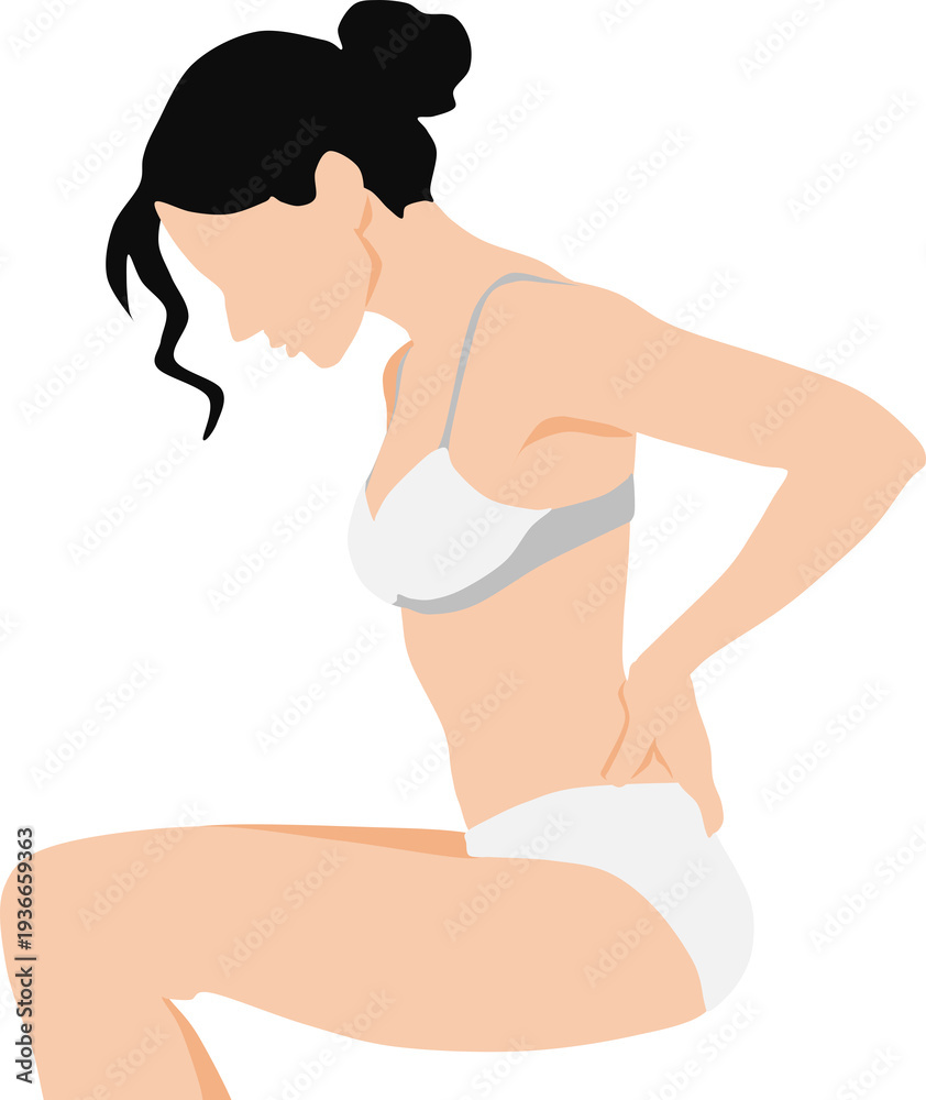 Fototapeta premium ぎっくり腰を発症した女性のイラスト