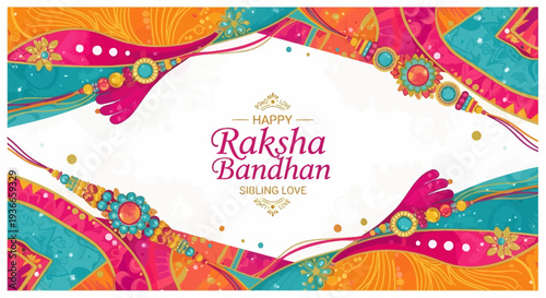 Happy Raksha Bandhan Sibling Love Festival Celebration Colorful Decorative Background