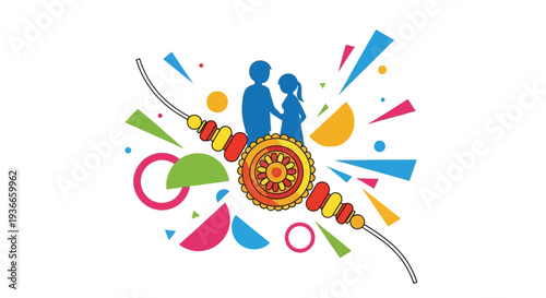 Raksha Bandhan: Brother and Sister Silhouette with Colorful Rakhi and Festive Background