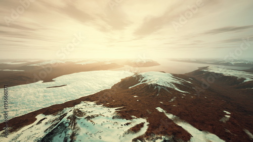 фотографія textured ice patterns revealed in soft light, close aerial perspective shows cry