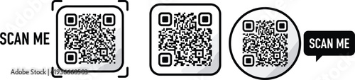 QR code scan me icons set square and circular barcode labels vector illustration for mobile payment digital link and contactless technology use
