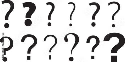 Question and exclamation mark icon set, professional FAQ and alert symbols, minimalist vector illustration. circular and square question mark symbols, minimalist flat and linear design styles
