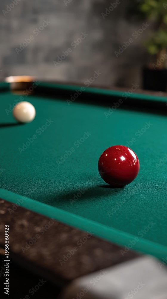 custom made wallpaper toronto digitalSingle Red Ball Rolling on Green Table Surface in Pool Game Perspective