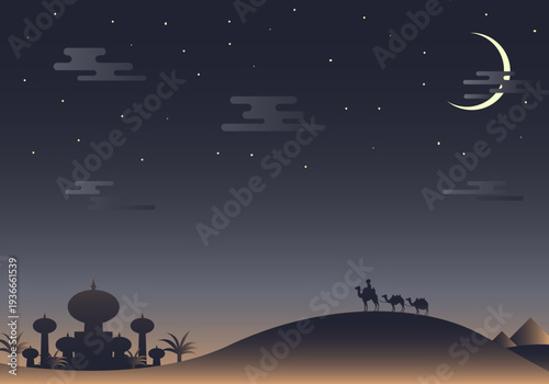 night sky with stars and moon